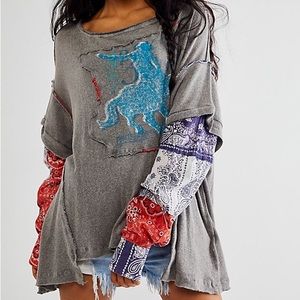 Free People Rodeo Oversize Long Sleeve Shirt Small